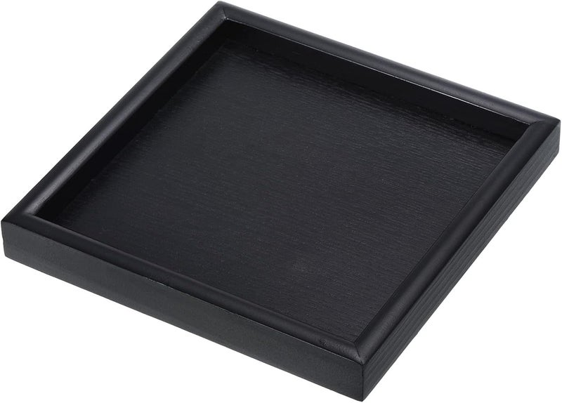 PATIKIL Wood Serving Tray 7 Inch Square Decorative Platter for Home Decor Kitchen Table Candle Holder Black - Image 1