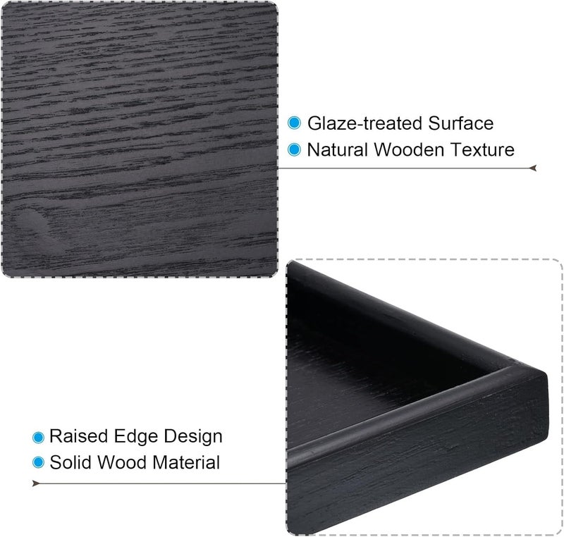 PATIKIL Wood Serving Tray 7 Inch Square Decorative Platter for Home Decor Kitchen Table Candle Holder Black - Image 3