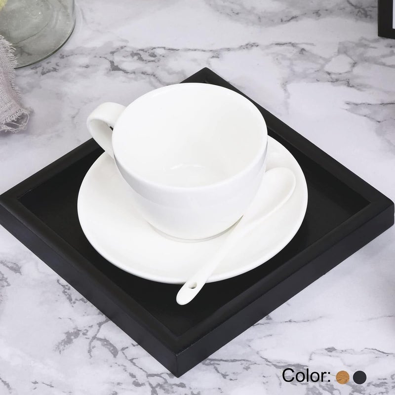 PATIKIL Wood Serving Tray 7 Inch Square Decorative Platter for Home Decor Kitchen Table Candle Holder Black - Image 4