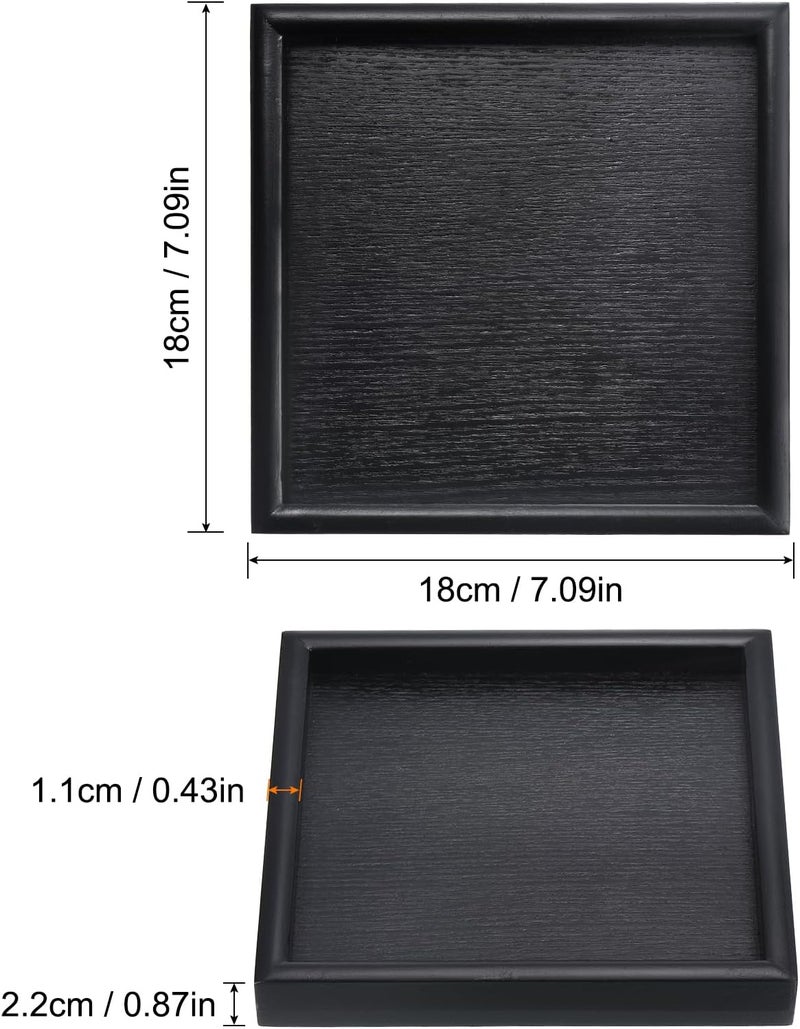 PATIKIL Wood Serving Tray 7 Inch Square Decorative Platter for Home Decor Kitchen Table Candle Holder Black - Image 2