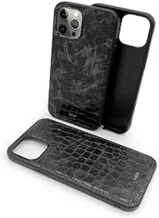 Kajsa - For iPhone 11 (6.1) - Kajsa Leather Stone Pattern Case Back Cover - (Black) - Image 1