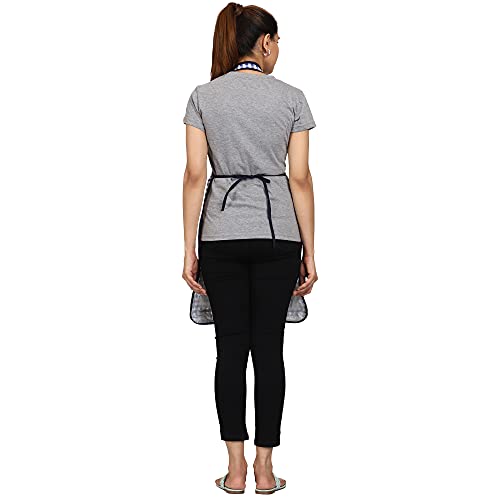 JMi Cotton Checkered Design Waterproof Apron with Multipurpose Front Large Embroidered Pocket Pack of 2 (RED BLUE) - Image 4