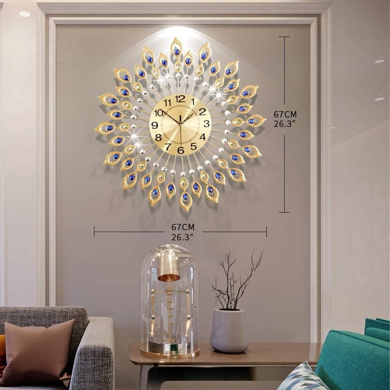 FMTAD 26.4 Inch Gold Large Wall Clock for Living Room Decor, Elegant 3D Modern Wall Clock with Dial Arabic Number, Non-Ticking Silent, Easy to Read, Suitable for Kitchen, Bedroom, Office, Hotel - Image 3