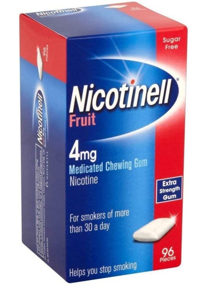 NICOTINELL - Nicotinell Nicotine Gum, Quit Smoking Aid, Fruit Flavour, 4 mg, 96 Pieces - Image 1