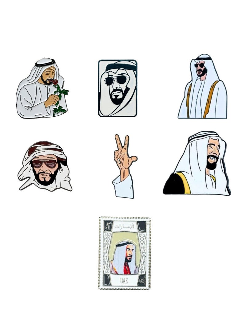 ACLIX Sheikh Zayed Bin Sultan al Nahyan Logo Design 2D Mix Sticker Badge Metal 7 Pcs 3cm - Image 3