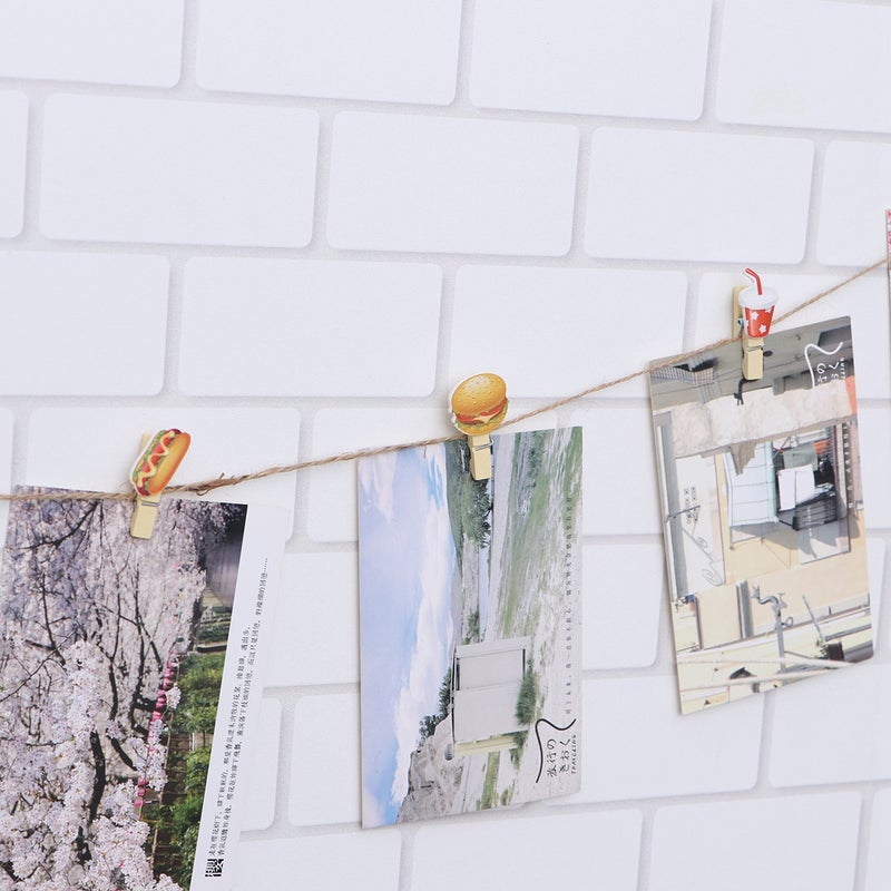 20 PCS Clips Burger Popcorn Photo Clips Household School Office with Hemp Rope - Image 3
