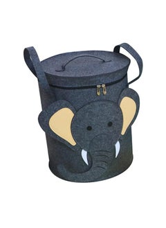 Spaceshoop Cute Laundry Hamper Portable Storage Basket with Lid for Toys and Laundry Foldable Design for Easy Storage Ideal for Kids Room and Nursery Organization (Elephant)  - Image 1