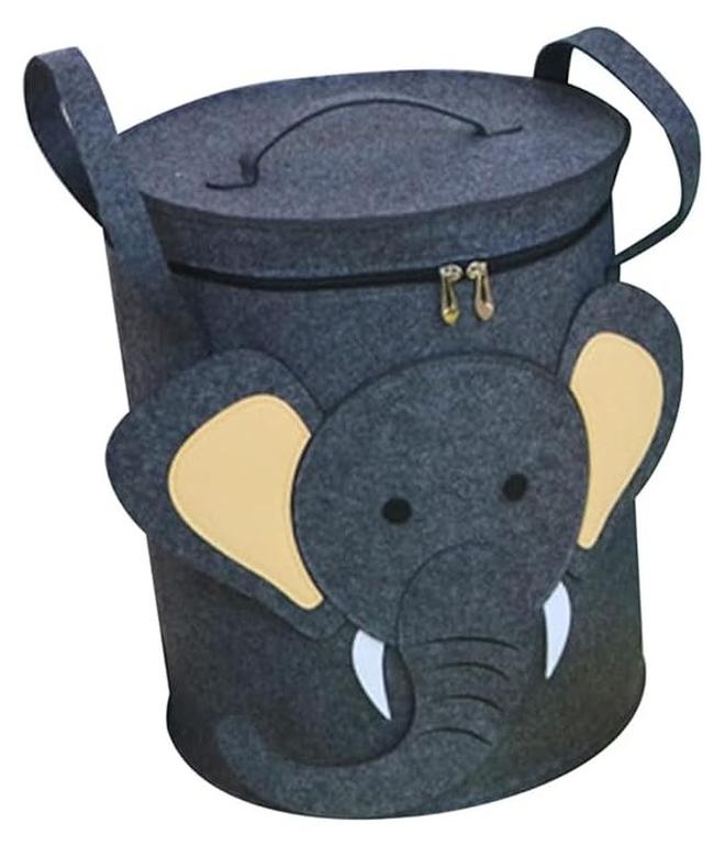 سبيس شوب سلة تخزين محمولة مع غطاء للألعاب والغسيل، تصميم قابل للطي لسهولة التخزين، مثالية لتنظيم غرفة الأطفال والحضانة (فيل) - Image 1