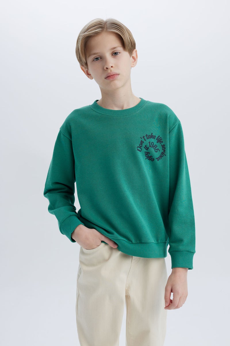 ديفاكتو سويت شيرت اولادي قصة عادية أخضر - Image 4