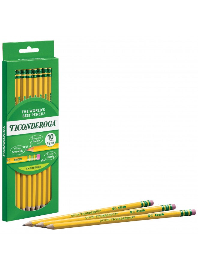 Ticonderoga Wood-Cased Pencils, Pre-Sharpened, 2 HB Soft, Yellow, 10 Count - Image 4