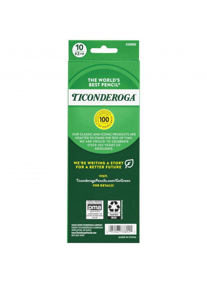 Ticonderoga Wood-Cased Pencils, Pre-Sharpened, 2 HB Soft, Yellow, 10 Count - Image 2