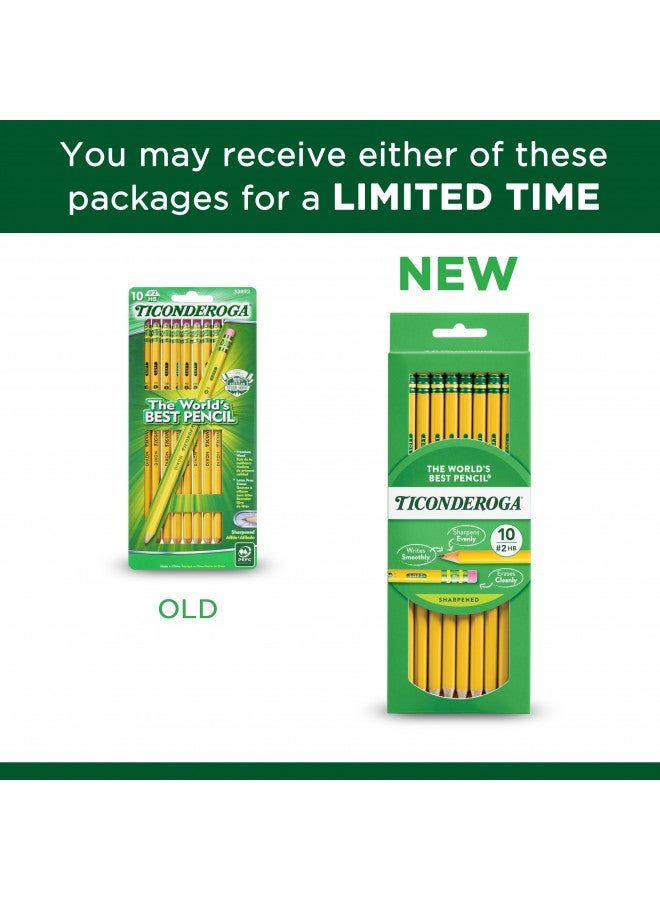 Ticonderoga Wood-Cased Pencils, Pre-Sharpened, 2 HB Soft, Yellow, 10 Count - Image 5