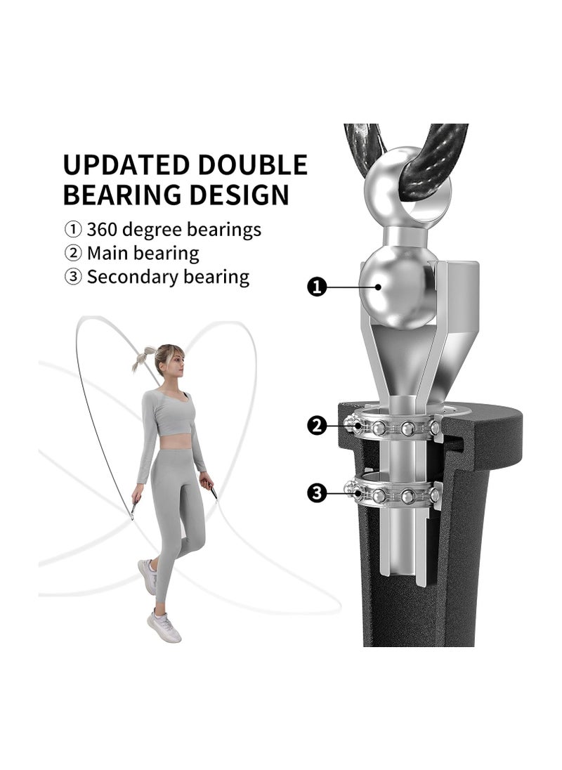 Bukela - Skipping Rope, Speed ​​Jump Rope, 360° Rotating Ball Bearing Anti-Tangle with Aluminum Handle Adjustable Jump Rope (2 Cables) for Aerobics, Double Swing, Boxing, MMA - Image 1