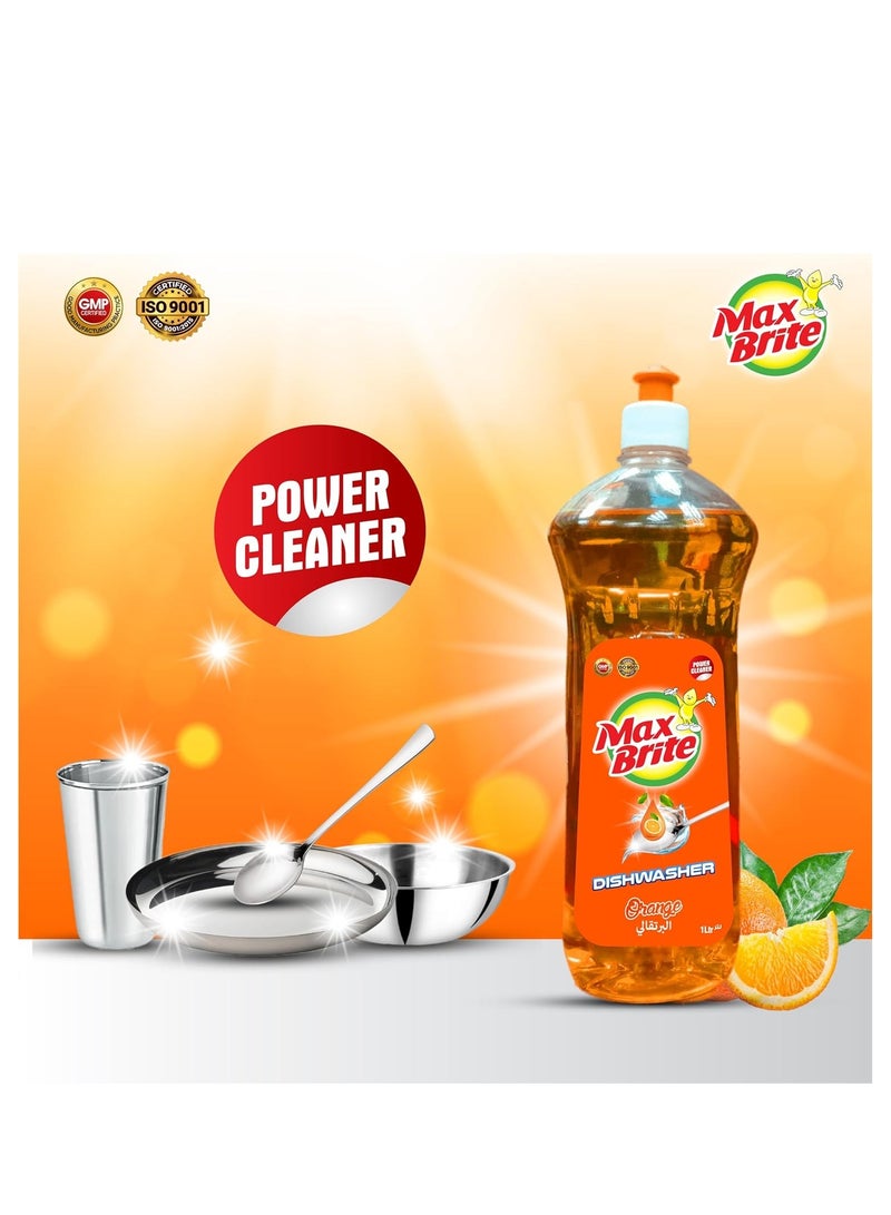 Max Brite Dishwashing Liquid Tough on Stains Gentle on Hands Orange Fragrance 1L - Image 2