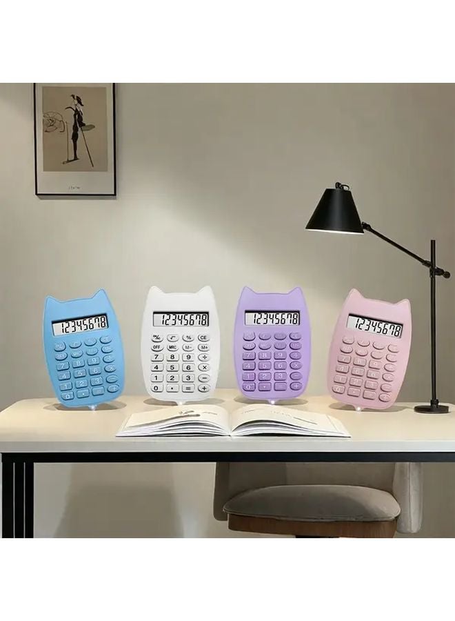 Blue Mini Calculator With Large Display Analog Digital Clock Mode Compact Portable Pocket Sized - Image 1