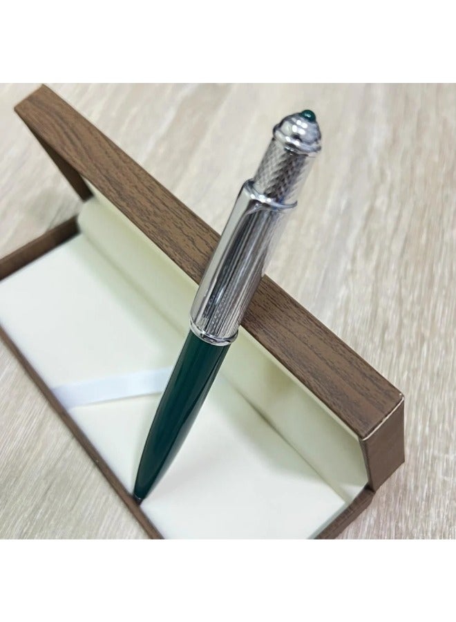 كاتيرا قلم بجودة و اناقة عالية بتصميم مريح وسلس باللونين الفضي والأخضر. - Image 2