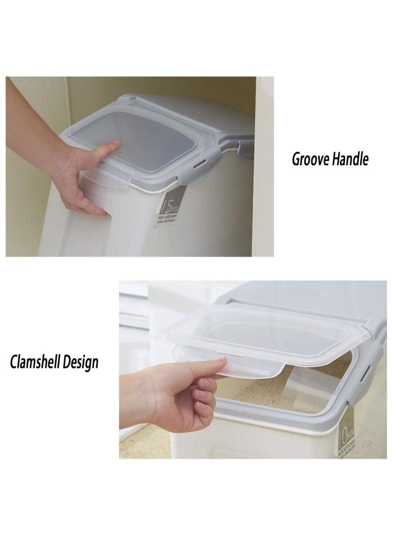 BLOOMING TIME Grain & Rice Storage Bin Set – 10kg Large Food Containers with Leak-Proof Locking Lid, Plastic Cereal & Pet Food Storage, 2-Pack - Image 3