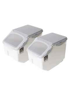 BLOOMING TIME Grain & Rice Storage Bin Set – 10kg Large Food Containers with Leak-Proof Locking Lid, Plastic Cereal & Pet Food Storage, 2-Pack  - Image 1