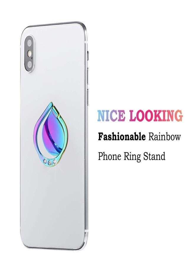lenoup Rainbow Sparkle Cell Phone Ring Stand Holder,Glitter Bling Bling Rainbow Ring Grip Kickstand,360 Rotation Finger Ring for Almost All Phones,Pad - Image 2