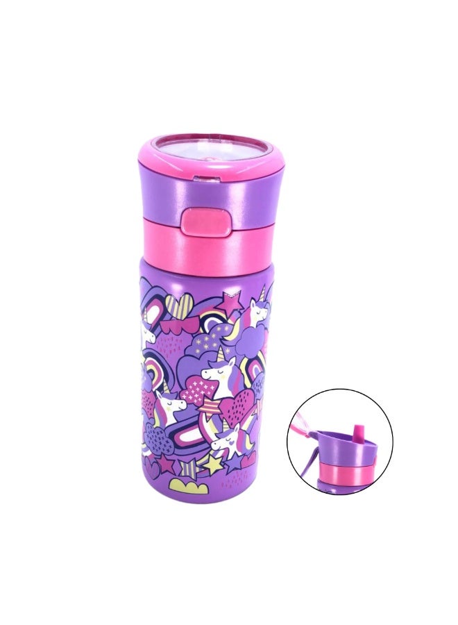 i-kola UNI PURPLE 320 ML Kids Water Bottle for School | BPA-Free Stainless Steel Water Bottle for Boys & Girls | Leakproof, Unbreakable, Easy to Drink, Quick Open Lock (TS-9218 AS 4) - Image 1