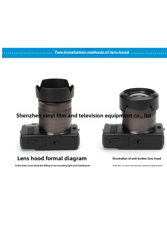 EW-53 Hood For EOS M10 M6 M3 M2 Micro Single 15-45mm Lens 49mm Lotus Cover-Color:Black  - Image 4