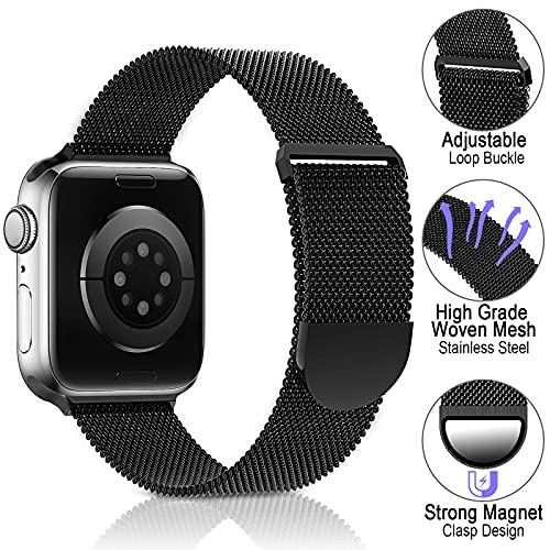 Sunnywoo Milanese Mesh Loop Compatible with Apple Watch Bands 42mm 44mm 45mm 46mm 49mm 38mm 40mm 41mm for Men Women, Stainless Steel Mesh strap for iWatch Series 10 9 8 7 6 SE 5 4 3 2 1 Ultra - Image 3