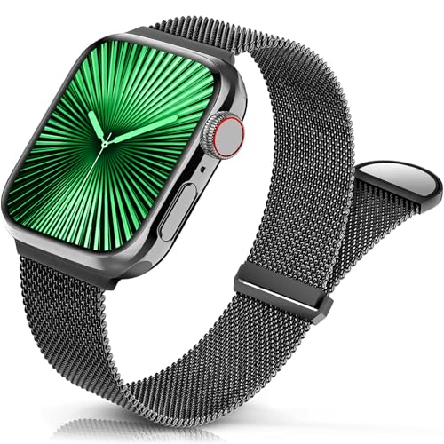 Sunnywoo Milanese Mesh Loop Compatible with Apple Watch Bands 42mm 44mm 45mm 46mm 49mm 38mm 40mm 41mm for Men Women, Stainless Steel Mesh strap for iWatch Series 10 9 8 7 6 SE 5 4 3 2 1 Ultra - Image 1