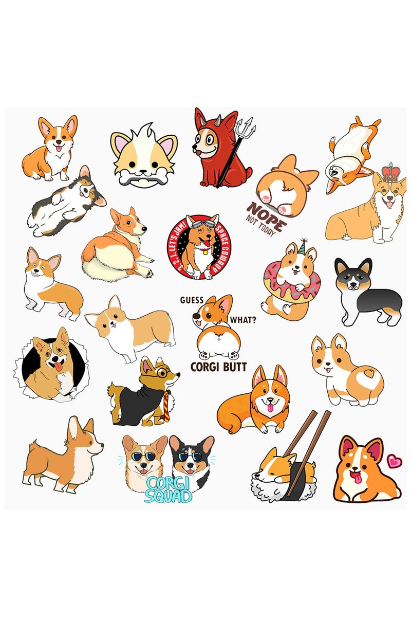 قوس قزح أورينبو ملصقات لطيفة، 50 قطعة من ملصقات كلاب كورجي الأليفة للأطفال والمراهقين والبالغين لتزيين حقائب السفر والدراجات النارية والهواتف المحمولة، ملصقات فريدة مقاومة للماء، مطبوع عليها كلاب - Image 2