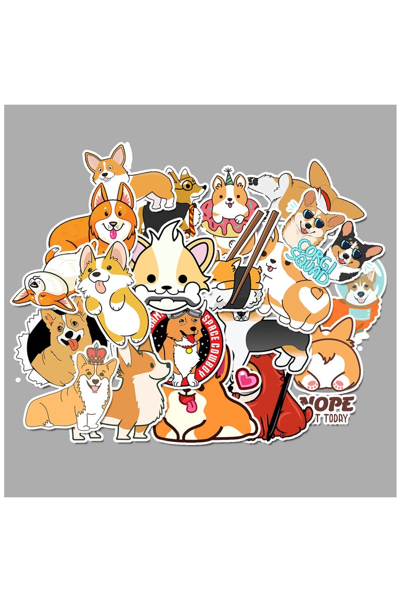 قوس قزح أورينبو ملصقات لطيفة، 50 قطعة من ملصقات كلاب كورجي الأليفة للأطفال والمراهقين والبالغين لتزيين حقائب السفر والدراجات النارية والهواتف المحمولة، ملصقات فريدة مقاومة للماء، مطبوع عليها كلاب - Image 5