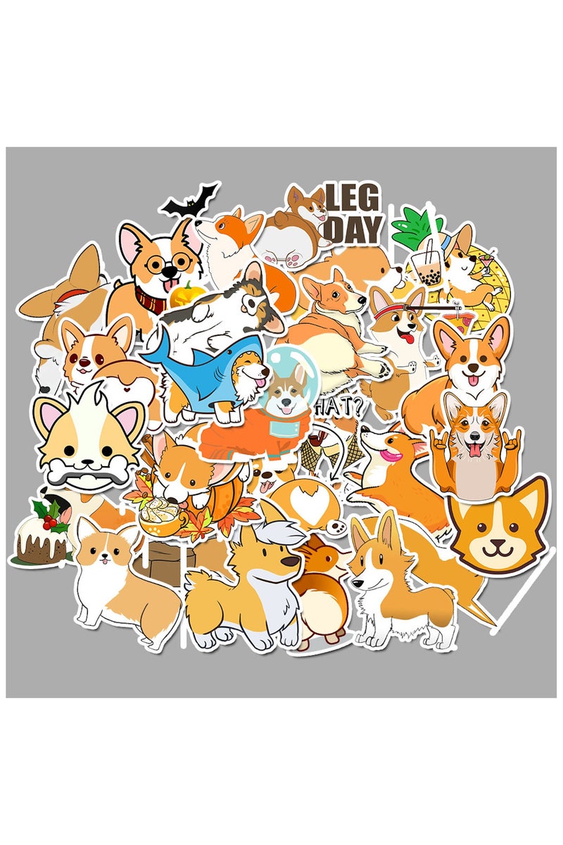 قوس قزح أورينبو ملصقات لطيفة، 50 قطعة من ملصقات كلاب كورجي الأليفة للأطفال والمراهقين والبالغين لتزيين حقائب السفر والدراجات النارية والهواتف المحمولة، ملصقات فريدة مقاومة للماء، مطبوع عليها كلاب - Image 3