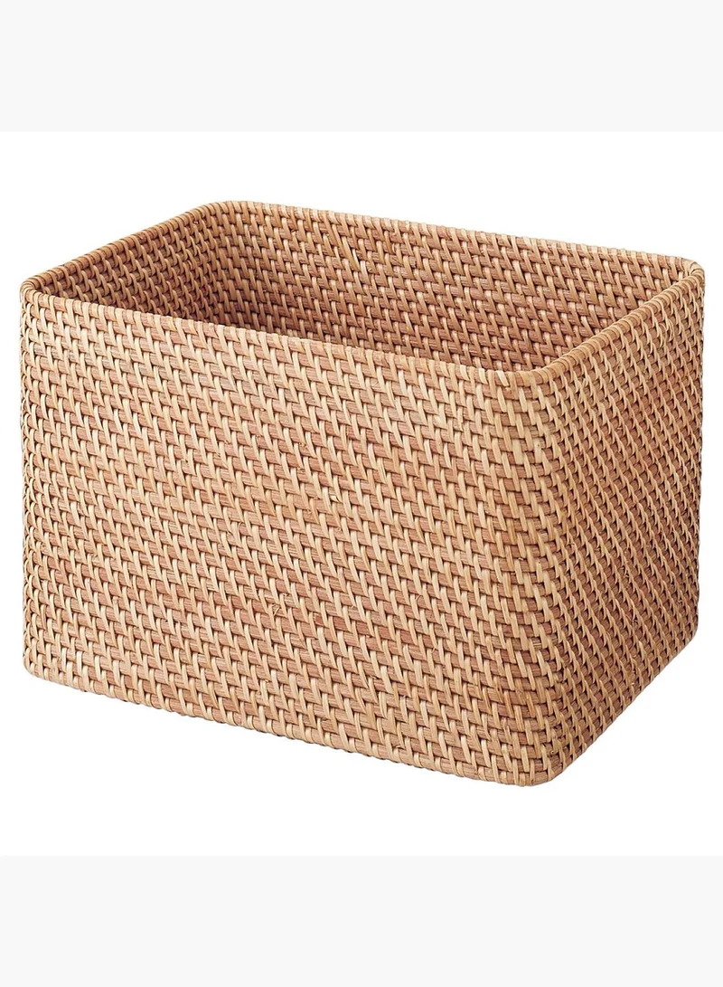 MUJI Rattan Rectangular Basket, W 36 x D 26 x H 24 cm, L, Natural