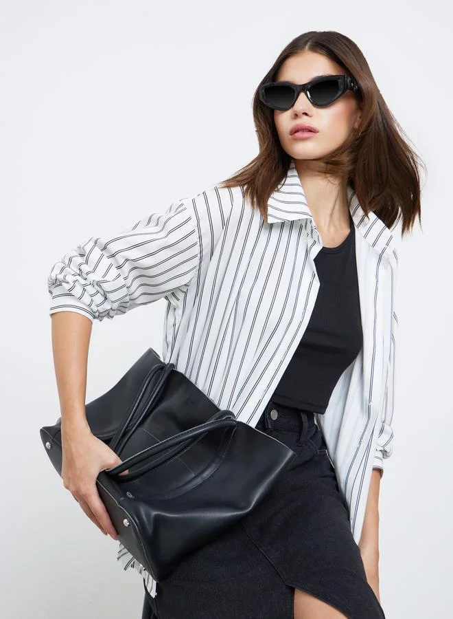 Take Two Take Two Striped Long Sleeve Oversized Shirt