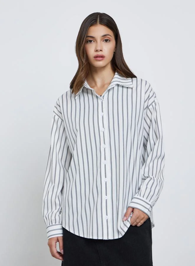 Take Two Take Two Striped Long Sleeve Oversized Shirt