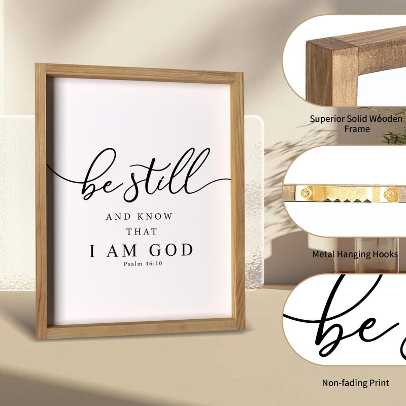 Heiple Framed Be Still and Know that I am God Sign Love is Patient Love is Kind Wall Art Set of 3 with Wooden Frame for Home Bedroom Decor Bible Verse Scripture Art Christian Religious Wall Decor (Brown, 11â€x14â€) - Image 4