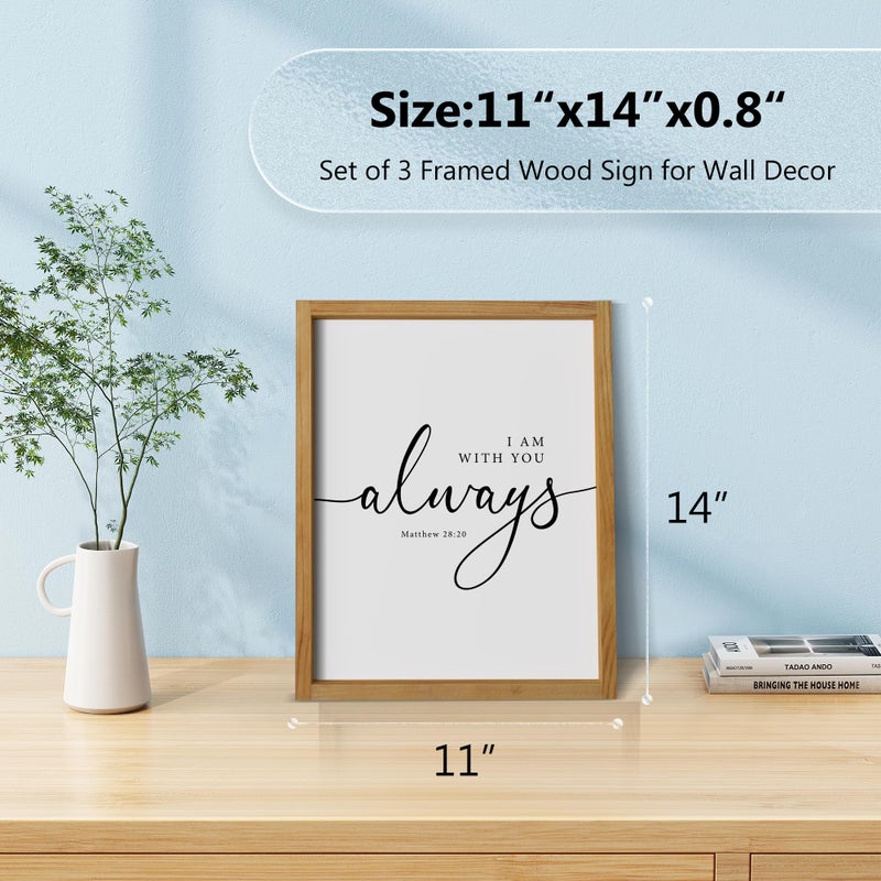 Heiple Framed Be Still and Know that I am God Sign Love is Patient Love is Kind Wall Art Set of 3 with Wooden Frame for Home Bedroom Decor Bible Verse Scripture Art Christian Religious Wall Decor (Brown, 11â€x14â€) - Image 5