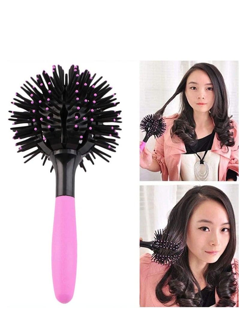 Y&D Hair Brush Ball Blowdry 3D Bomb Curl Hairbrush Styling Salon Round Curling Curler Comb Tool for Making Curly Sphere Thermal Large (Pink-Black) - Image 3