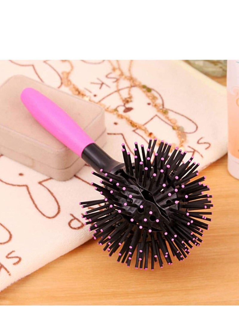 Y&D Hair Brush Ball Blowdry 3D Bomb Curl Hairbrush Styling Salon Round Curling Curler Comb Tool for Making Curly Sphere Thermal Large (Pink-Black) - Image 4