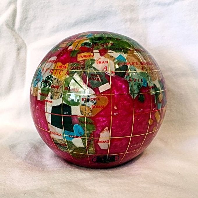 Unique Art Since 1996 Unique Art 4.3" (110 mm) Diameter Gemstone Globe Paperweight Paper weight (Pink Pearl Swirl) - Image 1