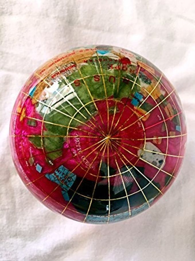 Unique Art Since 1996 Unique Art 4.3" (110 mm) Diameter Gemstone Globe Paperweight Paper weight (Pink Pearl Swirl) - Image 2