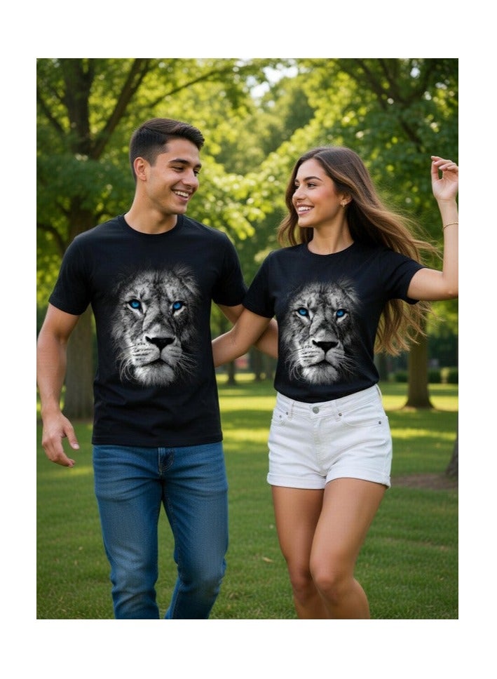 Dirty Lizard 1pc Unisex black t-shirt with animal print 100% cotton 8 - Image 1