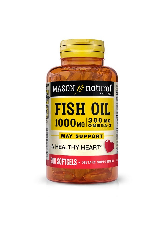 Mason Natural - Fish Oil 1000 Mg With 300 Mg Omega3 Healthy Heart Supports Circulatory Function Improved Cardiovascular Health 200 Softgels - Image 1