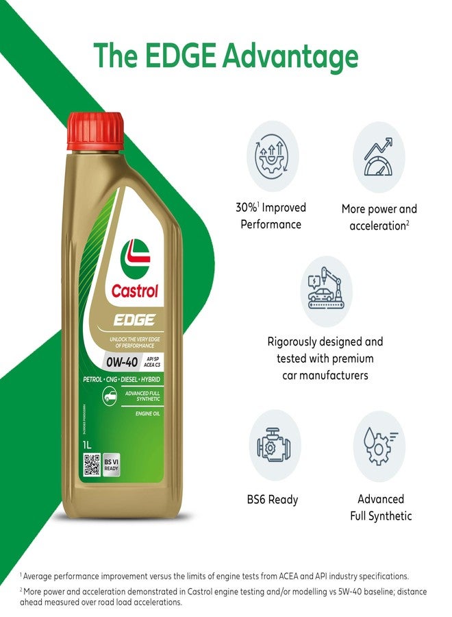 كاسترول زيت محركات كاسترول إيدج 0W-40 الاصطناعي بالكامل للسيارات، 1 لتر - Image 3