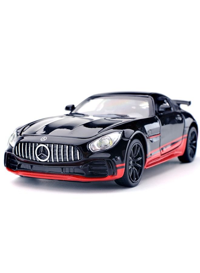 Model car 1 32 amg gtr car model toy diecast zinc alloy pull back toy car sound and light pull back model car for kids boy girl gift black red - Image 1