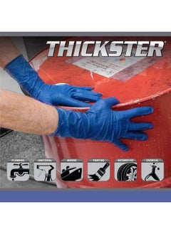 SAS Thickster Powder-Free Exam Grade Latex Disposable Gloves. Size Medium. Blue, 14 mil Thickness, 12" Length. Fully Textured for Superior Grip. Single Use. Pack of 50. (6602-20) 