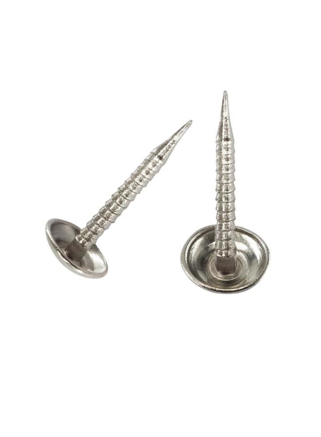 AUXBC 100 PCS Mini Upholstery Nails, 4/5" Decorative Furniture Tacks, Round Head Furniture Thumb Pushpins DIY Tacks with Threaded Leg for Sofa Bed Message Board Photo Walls, Silver - Image 1