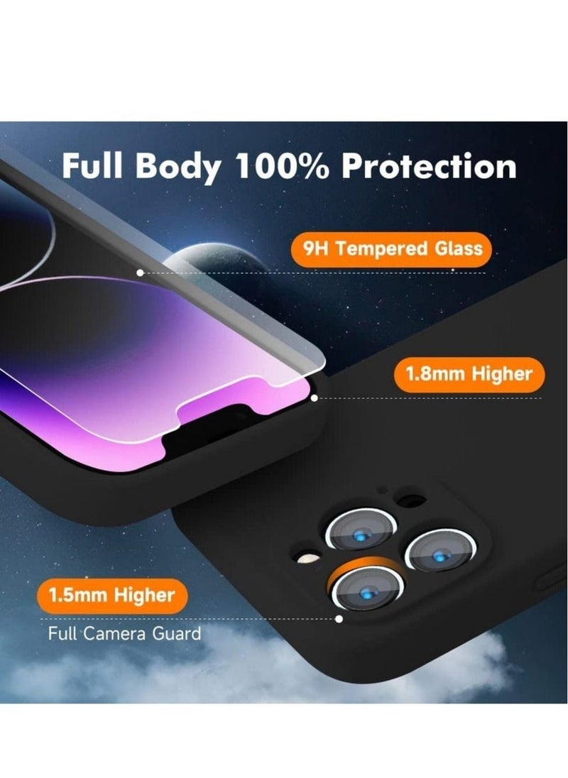 Raxoom Silicone Magnetic Case for iPhone 14 Pro + 2 Pack Tempered Glass Screen Protector Magsafe Case Silicone Phone Case with Microfiber Lining for iPhone 14 Pro 6.1 inch 2022,Black - Image 2
