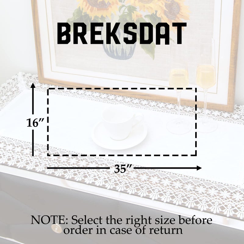 BrekSdat White lace Premium Rectangle Farmhouse Table Runner Waterproof OilProof SpillProof AntiShrink Soft Wrinkle Resistant Decorative Fabric Table Cover Kitchen Dinning Party Wedding Banquet - Image 5