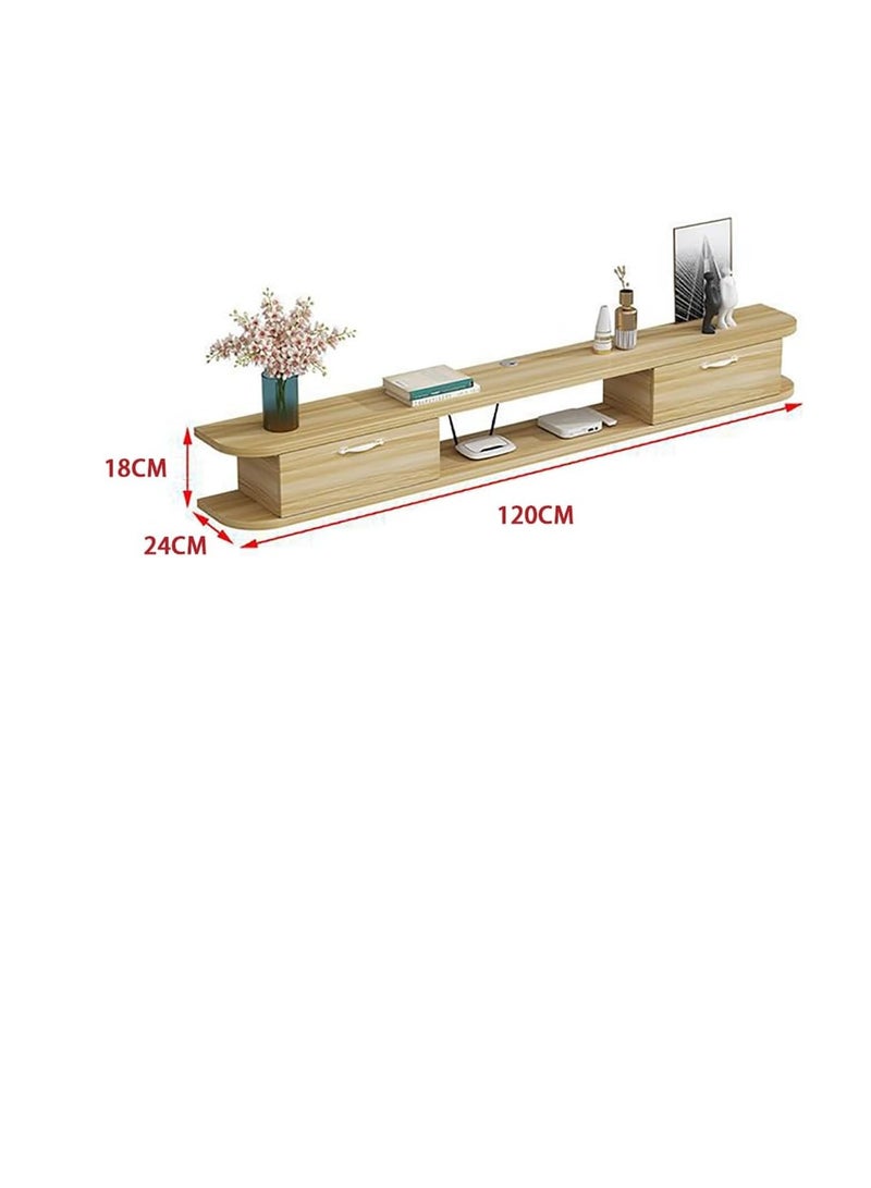 CityRiya-Long TV Table, TV Stand, Large TV Cabinet, Modern TV Unit Media Storage Stand Console Table with Storage and 2 Drawers, Wooden Entertainment Center TV Table for Living Room, 120 * 18 * 24cm (DSG020-white 120cm) - Image 2