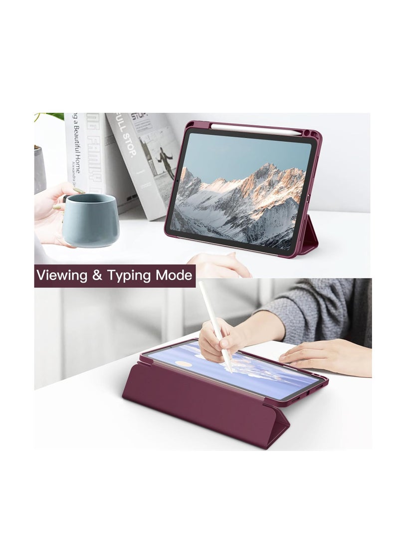 EVO Hybrid Slim Case for iPad Pro 13-inch M4 (2024), Trifold Standing Shockproof Protective Cover with Clear Transparent Back Shell Built-in Pencil Holder for iPad Pro 13" 2024, redwin  - Image 2