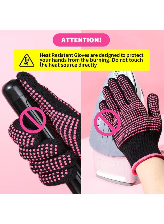 2 Pcs Heat Resistant Gloves with Silicone Bumps, (New Upgraded) Professional Heat Proof Glove Mitts for Hair Styling Curling Iron Wand Flat Iron Hot-Air Brushes, Universal Fit Size - Image 5